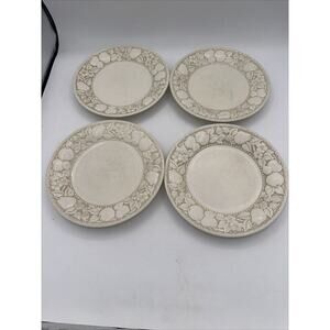 Metlox Vernon Antiqua Salad Plates Set of 4 VTG 7 1/2" Emboss Fruit Berry USA B
